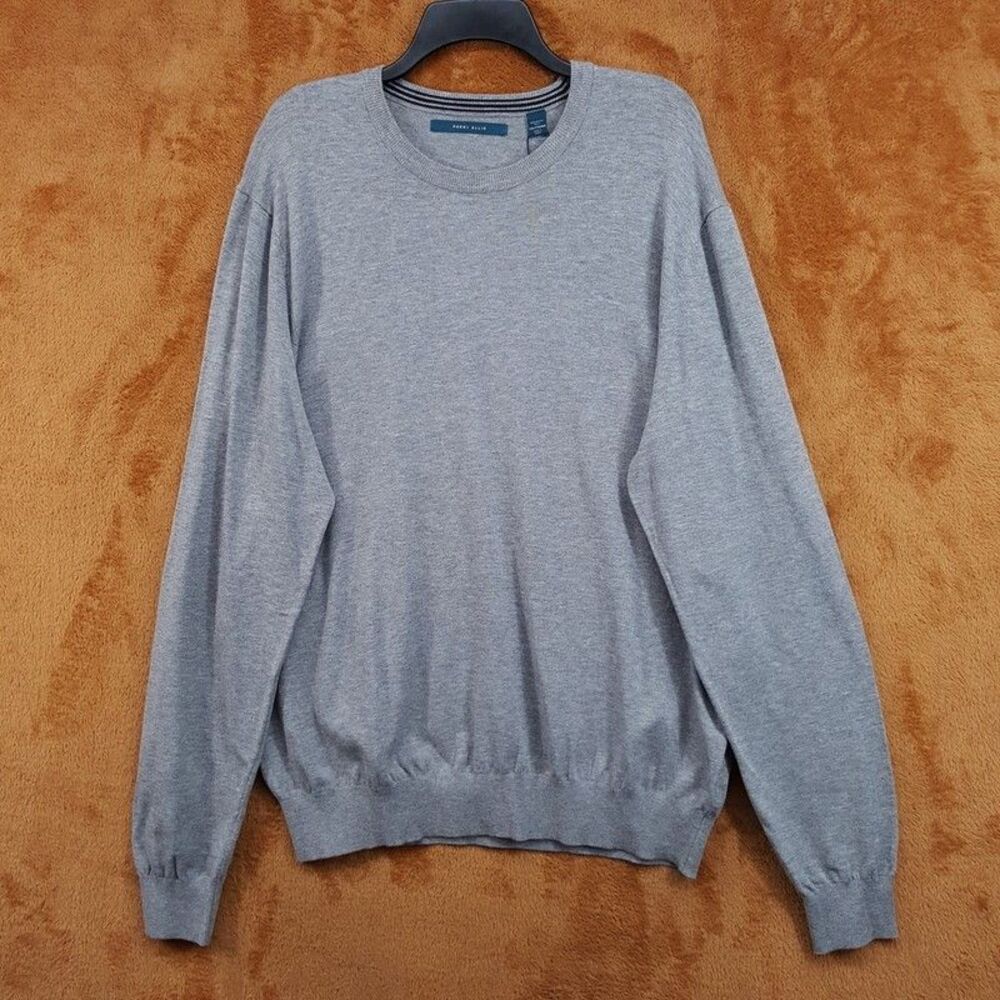 PERRY ELLIS Sweater Mens XXL Grey Pullover Crew Tech Moisture Wicking Stretch
